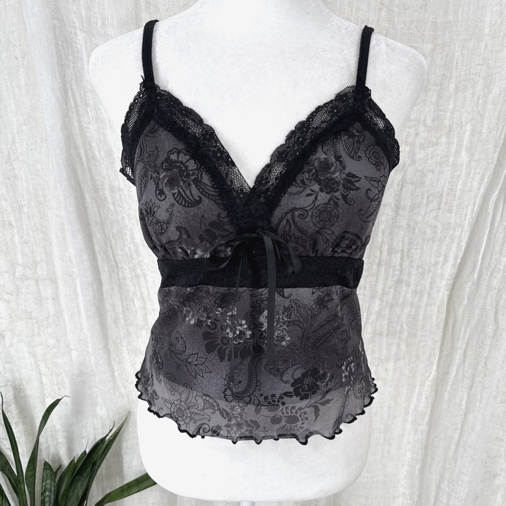 Whimsigoth Y2K Babydoll Top S Fairy Grunge Vamp Witchy Dark Romantic Mesh Lace